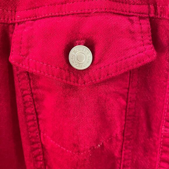 Chico’s Size 0 Medium Red Velvet Utility Jacket | Button Front, Soft Luxe EUC - Picture 7 of 7